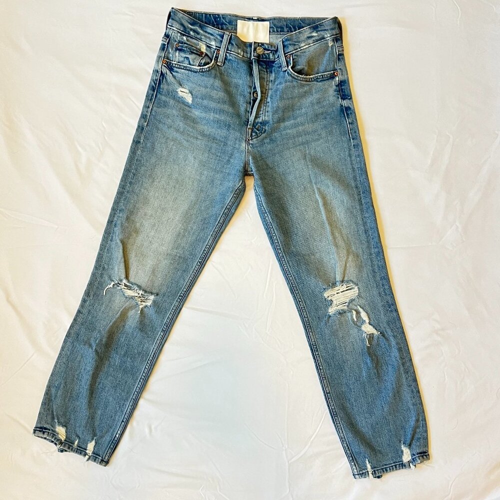 MOTHER Superior Tomcat Ankle Jeans Size 27 in Confession (Light Distressed Wash)